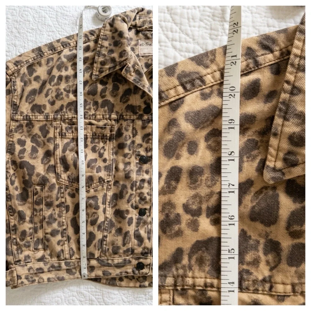 We The Free People Opal Swing Denim Jacket Leopard Print Size S - Picture 10 of 10